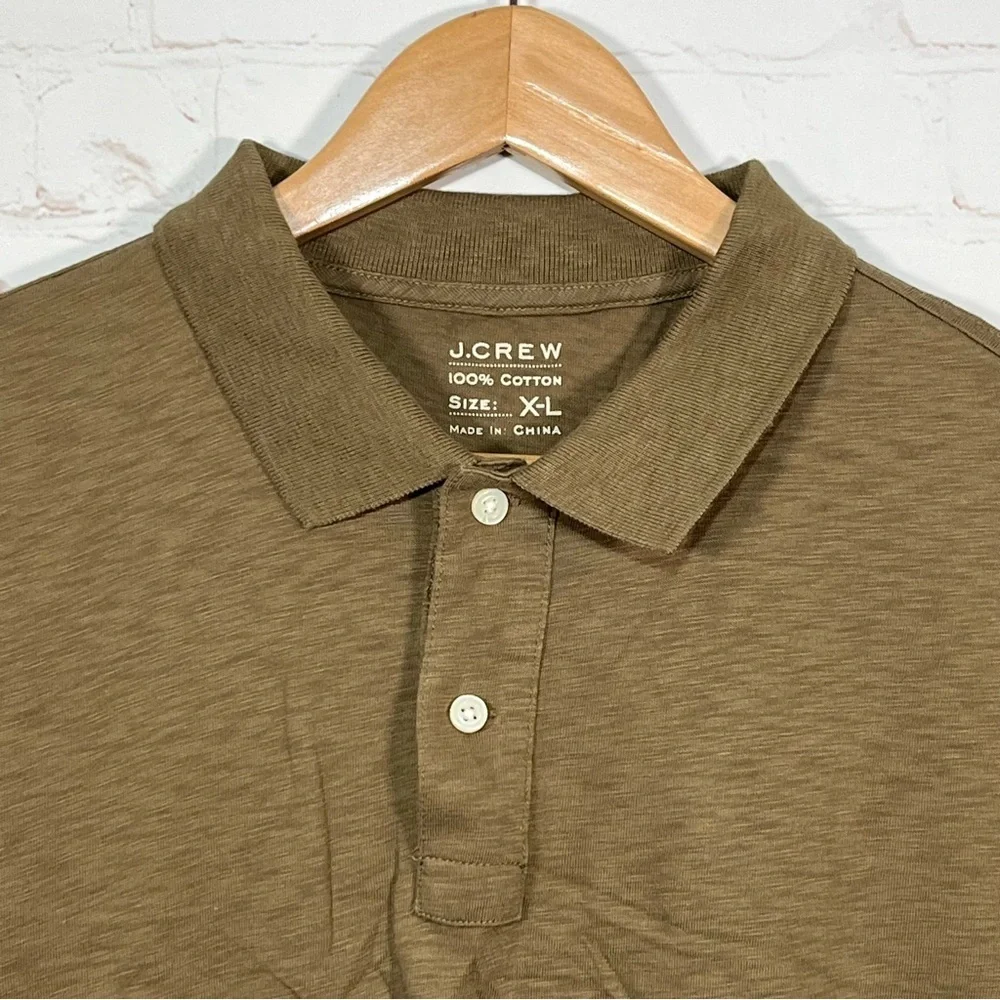J Crew Polo Shirt Mens Size XL OD Green Short Sleeve Casual Cotton